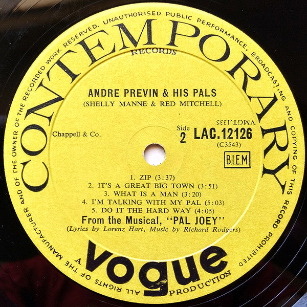 André Previn & His Pals : Modern Jazz Performances Of Songs From Pal Joey (LP, Album)