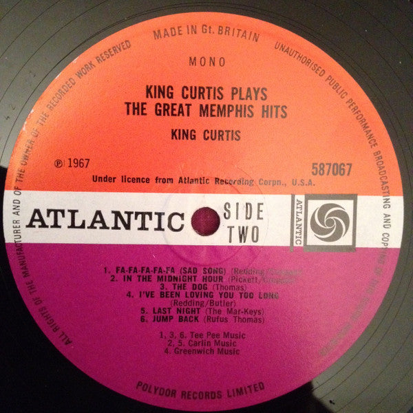 King Curtis : Plays The Great Memphis Hits (LP, Album, Mono)