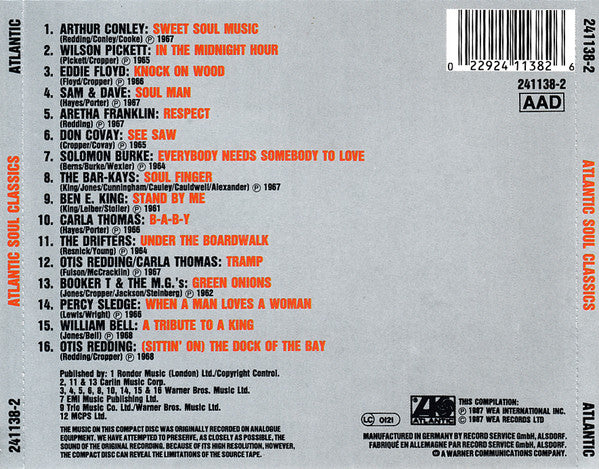 Various : Atlantic Soul Classics (CD, Comp)