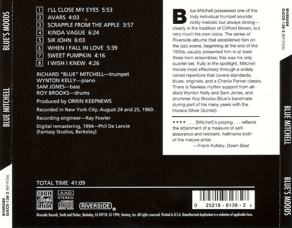 Blue Mitchell : Blue's Moods (CD, Album, RE, RM)