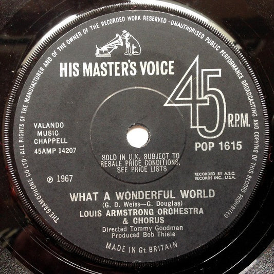 Louis Armstrong Orchestra & Chorus / Louis Armstrong And His All-Stars : What A Wonderful World / Cabaret (7", Single, Sol)