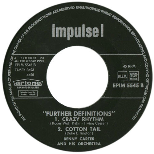 Benny Carter And His Orchestra : Further Definitions (7", EP)