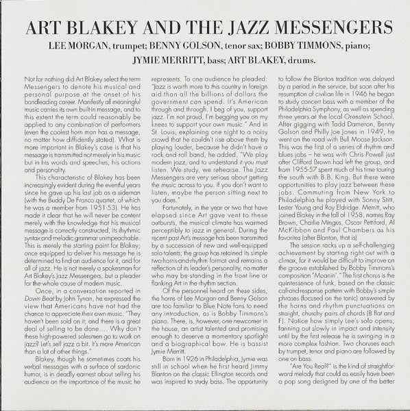 Art Blakey & The Jazz Messengers : Moanin' (CD, Album, RE, RM)