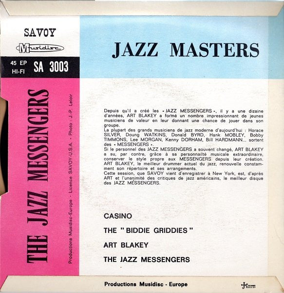 Art Blakey, Art Blakey & The Jazz Messengers : Jazz Masters (7", EP)