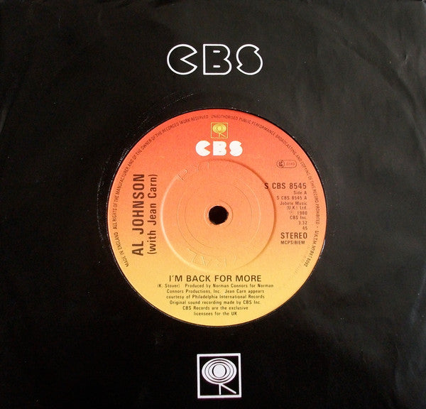 Al Johnson With Jean Carn : I'm Back For More (7")
