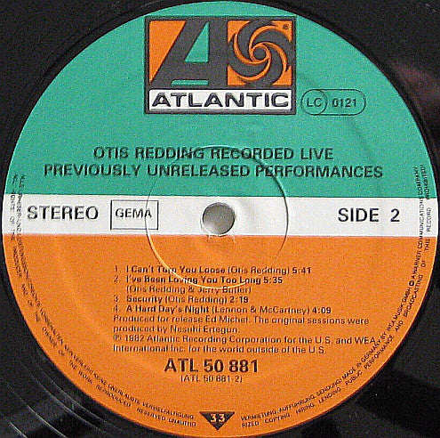 Otis Redding : Recorded Live (Previously Unreleased Performances) (LP)