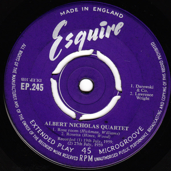 Albert Nicholas Quartet : Albert Nicholas Swings.... (7", EP)