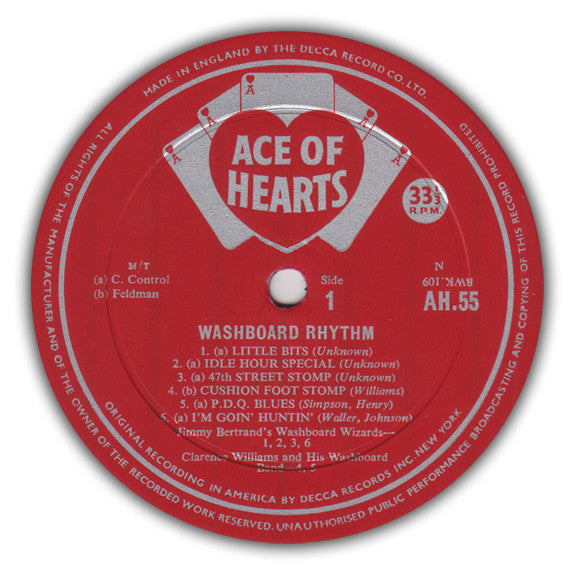Jimmy Bertrand's Washboard Wizards, Williams' Washboard Band, Beale Street Washboard Band, Alabama Washboard Stompers, Chicago Stompers : Washboard Rhythm (LP, Comp, Mono)