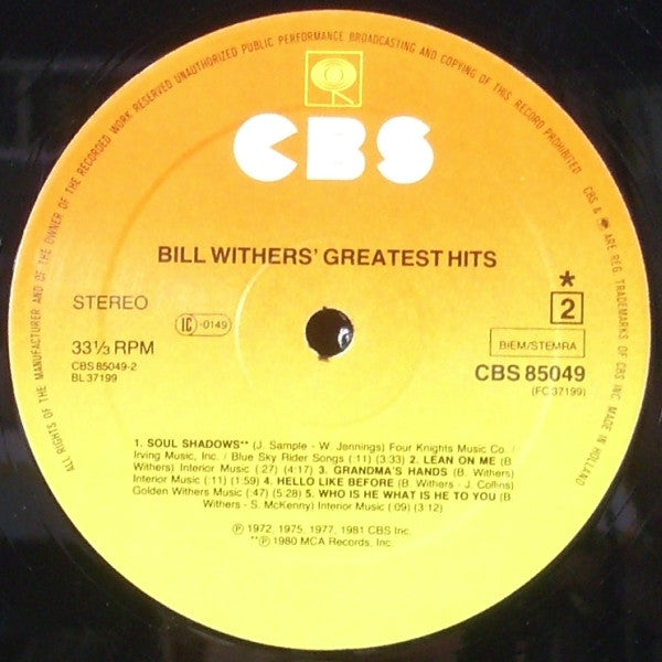 Bill Withers : Bill Withers' Greatest Hits (LP, Comp)