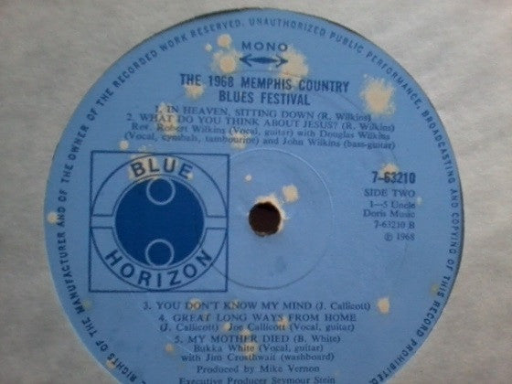 Bukka White · Nathan Beauregard · Joe Callicott · Furry Lewis · Robert Wilkins : The 1968 Memphis Country Blues Festival (LP, Album, Mono)