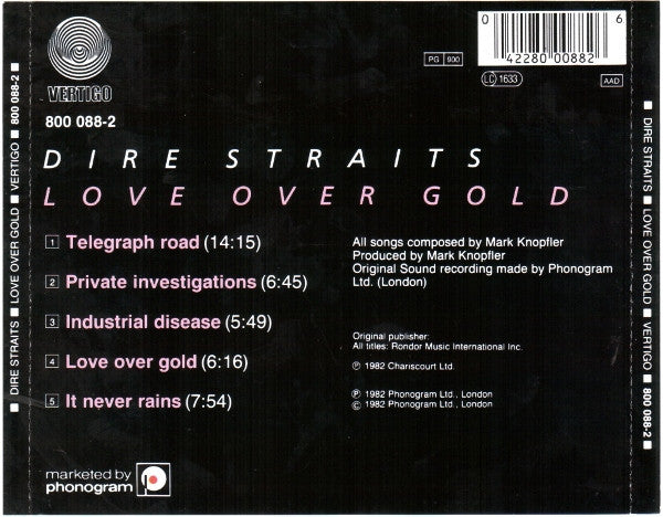 Dire Straits : Love Over Gold (CD, Album, RE, Red)