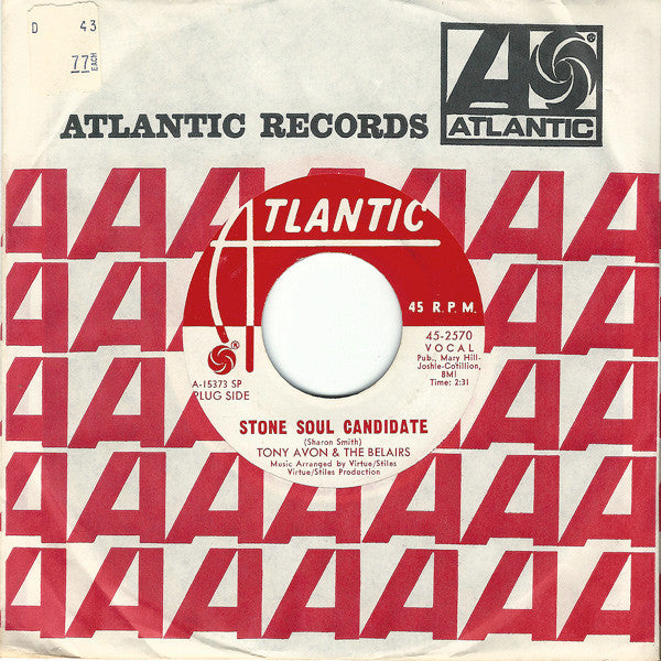 Tony Alvon & The Belairs : Stone Soul Candidate (7", Single, Promo)