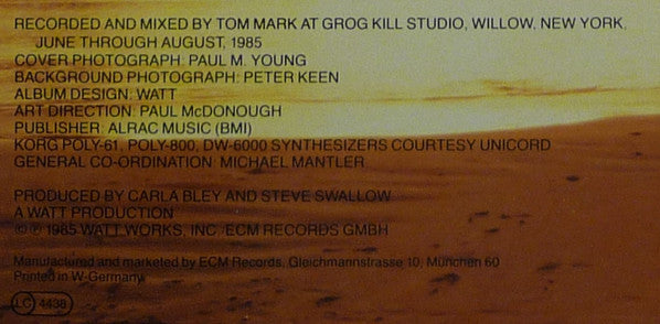 Carla Bley with Steve Swallow : Night-glo (LP, Album)