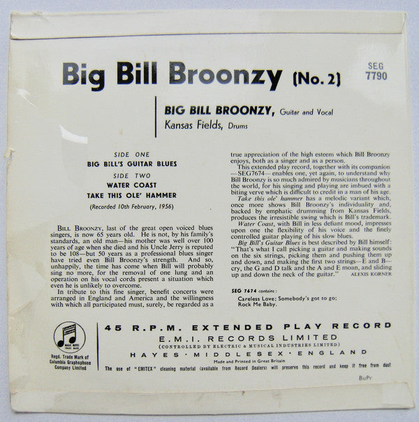 Big Bill Broonzy : Big Bill's Guitar Blues (7", EP)
