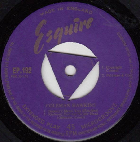 Coleman Hawkins : Bean And The Boys (7", EP)