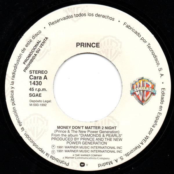 Prince : Money Don't Matter 2 Night (7", Single, Promo)