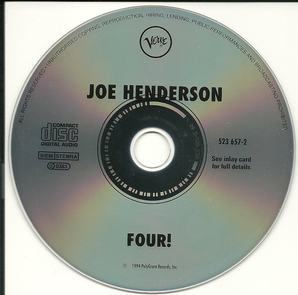 Joe Henderson With Wynton Kelly Trio : Four! (CD, Album, RM)