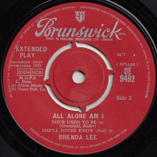 Brenda Lee : All Alone Am I (7", EP)
