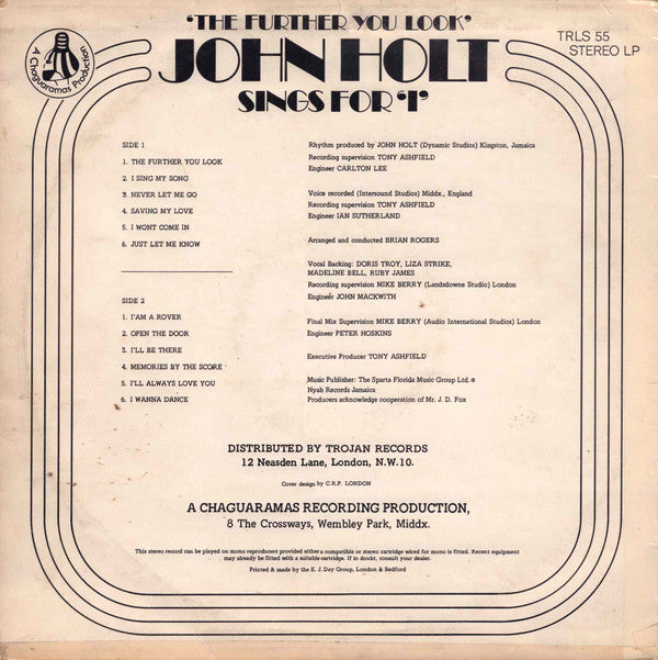 John Holt : The Further You Look (LP, Album)