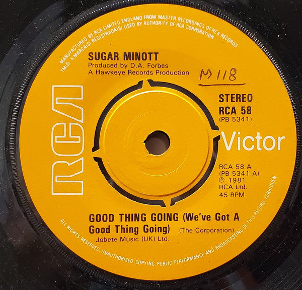 Sugar Minott / Desi Roots : Good Thing Going / Hung Up (7", Single, Ora)