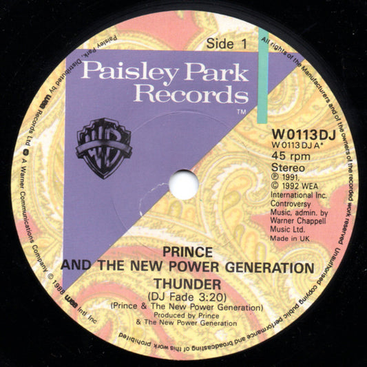 Prince And The New Power Generation : Thunder (7", Promo)