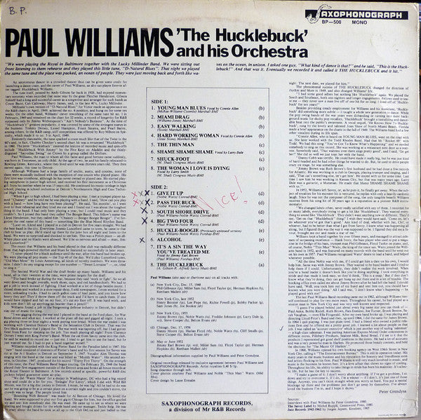 Paul Williams Orchestra Featuring Noble Watts : The Hucklebuck (LP, Comp, Mono)