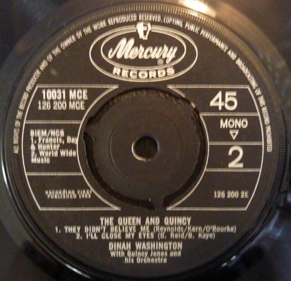 Dinah Washington With Quincy Jones And His Orchestra : The Queen & Quincy (7", EP)