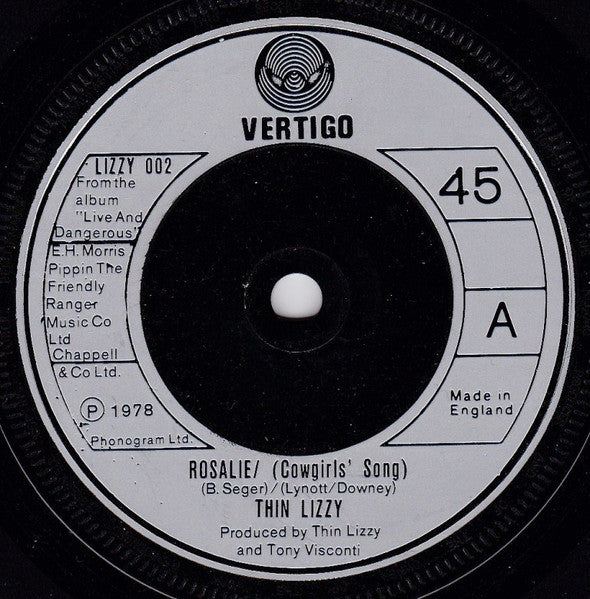 Thin Lizzy : Rosalie/ (Cowgirls' Song) (7", Single, Com)