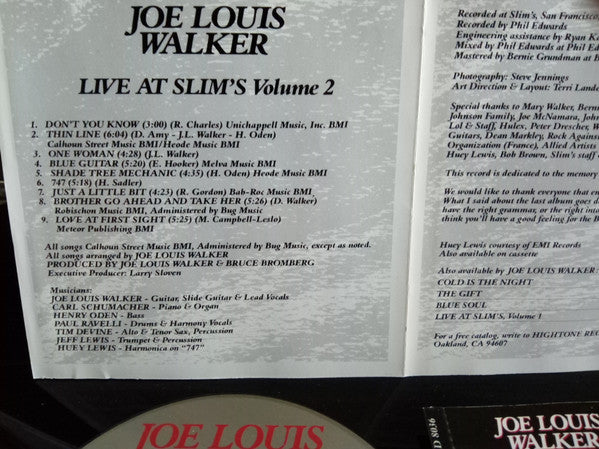 Joe Louis Walker : Live At Slim's Volume 2 (CD, Album)