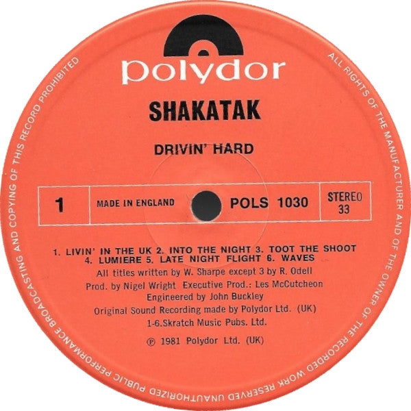 Shakatak : Drivin' Hard (LP, Album)