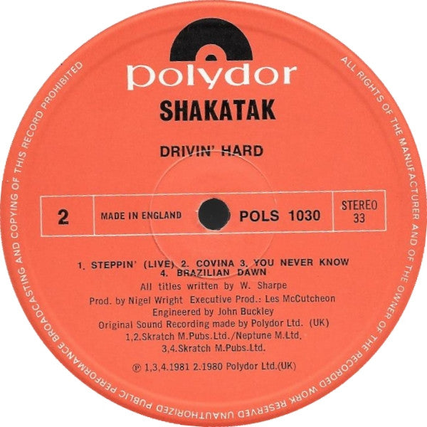 Shakatak : Drivin' Hard (LP, Album)