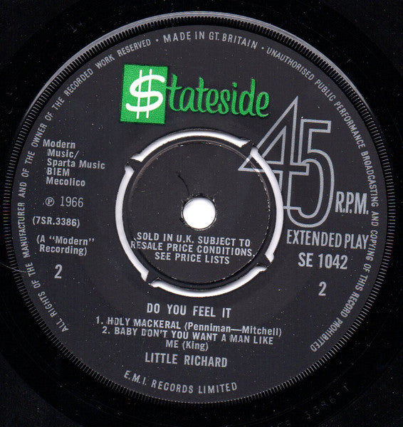 Little Richard : Do You Feel It (The Second Line) (7", EP, Mono)