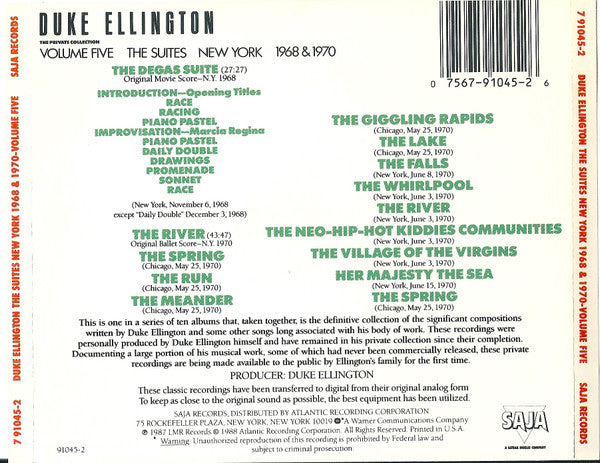 Duke Ellington : The Private Collection: Volume Five, The Suites, New York 1968 & 1970 (CD)