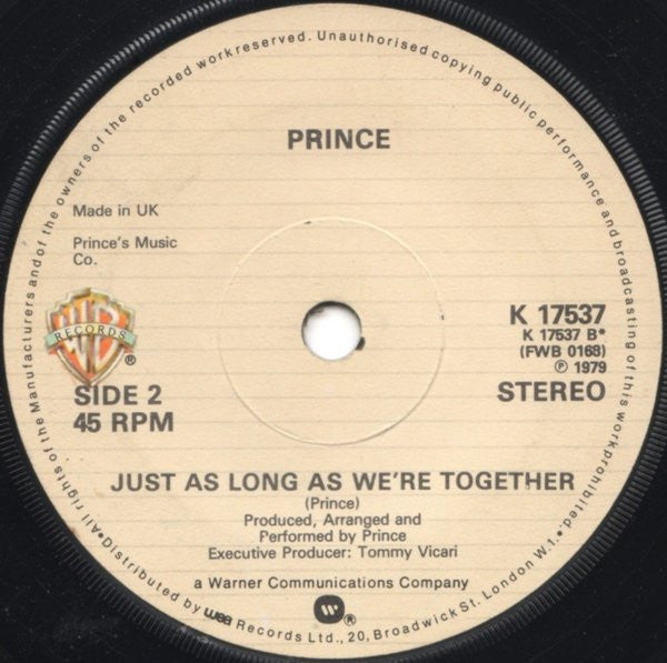 Prince : I Wanna Be Your Lover (7", Single)
