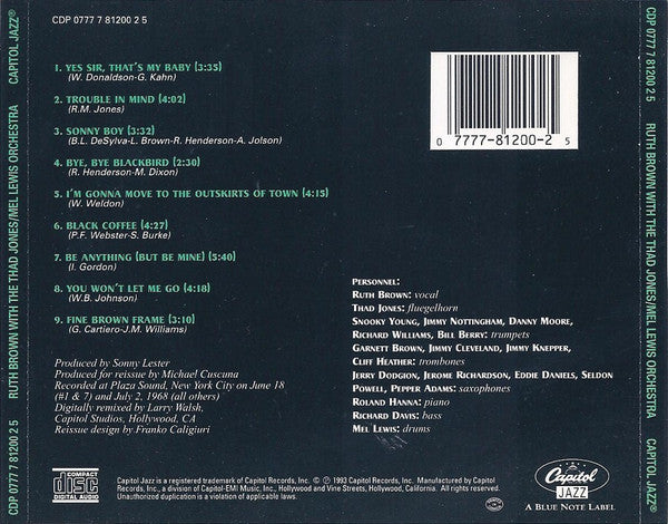 Ruth Brown With Thad Jones / Mel Lewis Orchestra : Fine Brown Frame (CD, Album, RE)