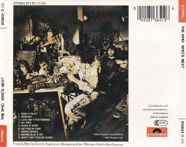 The Who : Who's Next (CD, Album, RE)