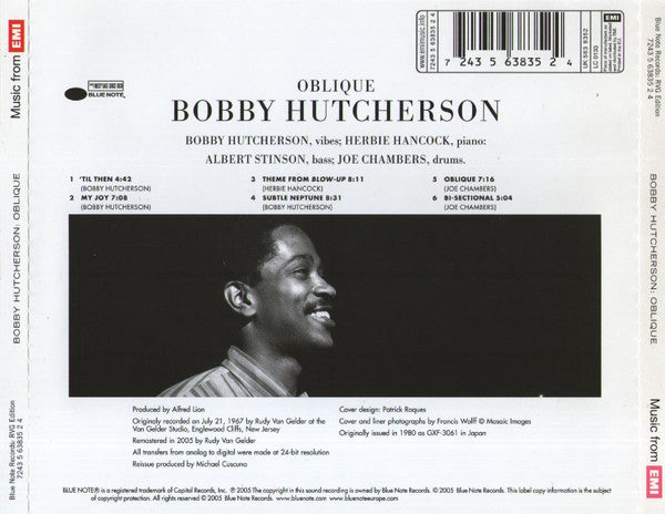 Bobby Hutcherson : Oblique (CD, Album, RE, RM)