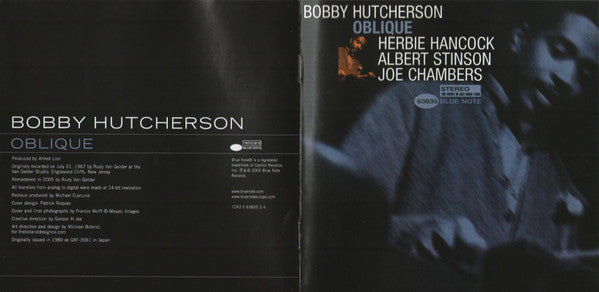 Bobby Hutcherson : Oblique (CD, Album, RE, RM)
