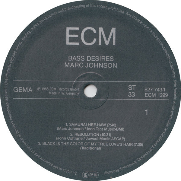 Marc Johnson (2) : Bass Desires (LP, Album)