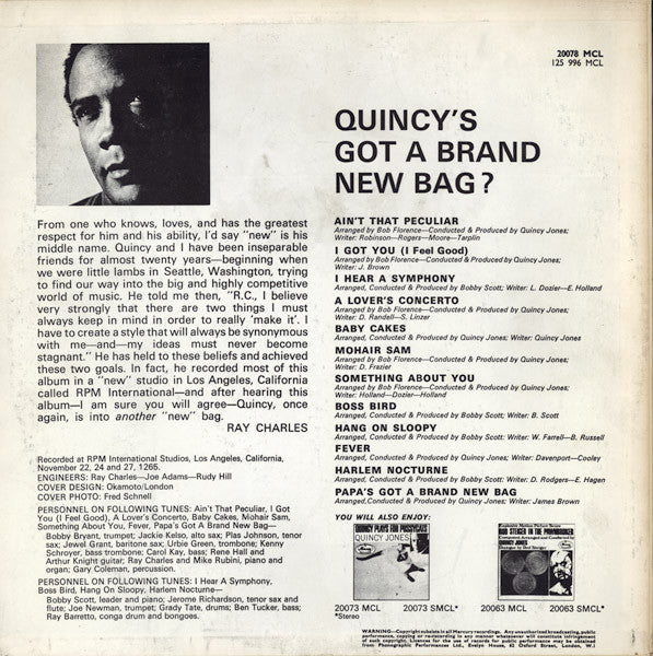 Quincy Jones And His Orchestra : Quincy's Got A Brand New Bag (LP, Album, Mono)
