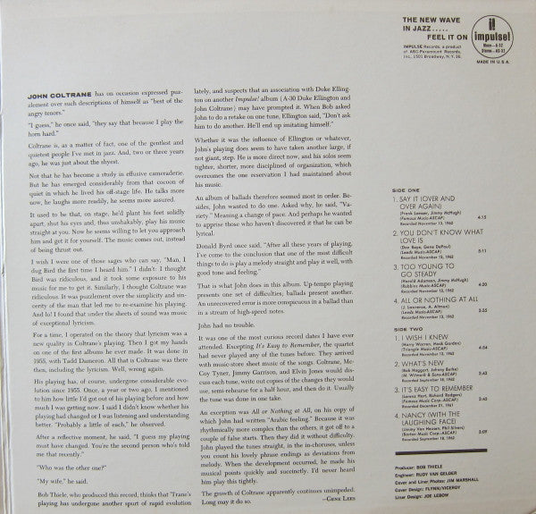 John Coltrane Quartet* : Ballads (LP, Album, RE, Typ)