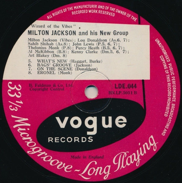 Milt Jackson : Wizard Of The Vibes (10", Comp)