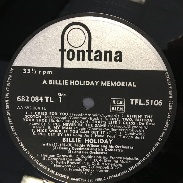 Billie Holiday : A Billie Holiday Memorial (LP, Comp)