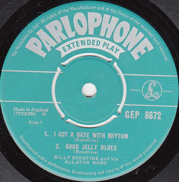 Billy Eckstine And His Orchestra : A Date With Rhythm (7", EP)