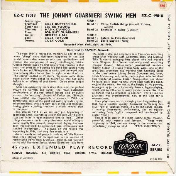 Johnny Guarnieri Swing Men Featuring Lester Young : Untitled (7", EP)