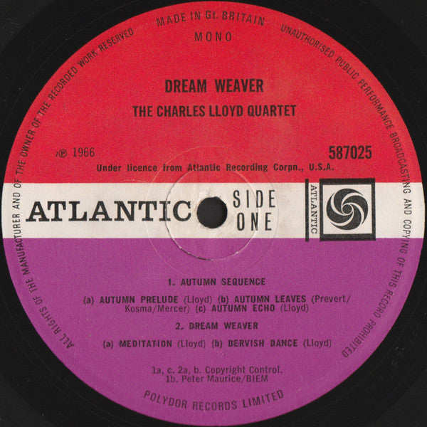 The Charles Lloyd Quartet : Dream Weaver (LP, Album, Mono)