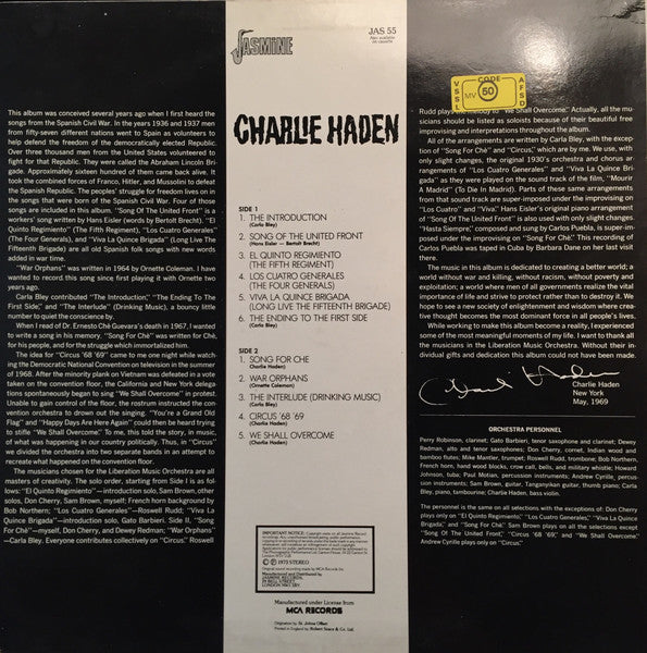 Charlie Haden : Liberation Music Orchestra (LP, Album, RE)