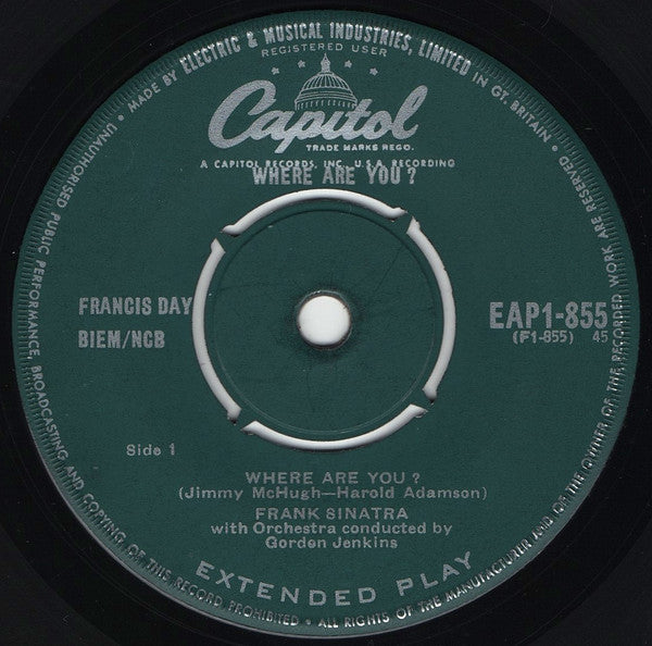 Frank Sinatra With Gordon Jenkins And His Orchestra : Where Are You? Part 1 (7", EP, 4-P)