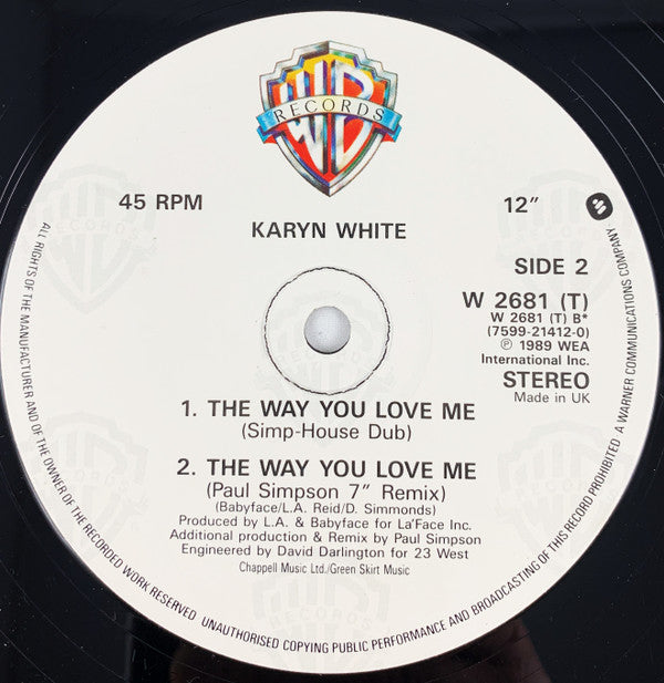 Karyn White : The Way You Love Me (12")