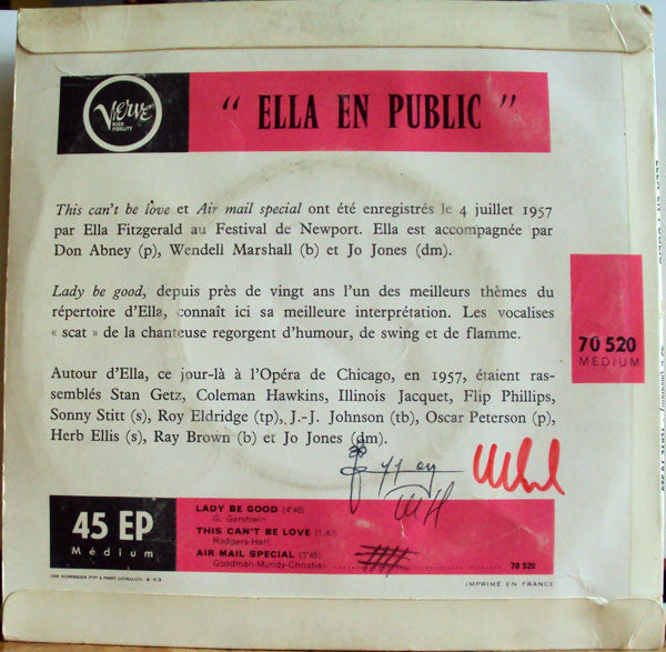 Ella Fitzgerald : Ella En Public (7", EP)